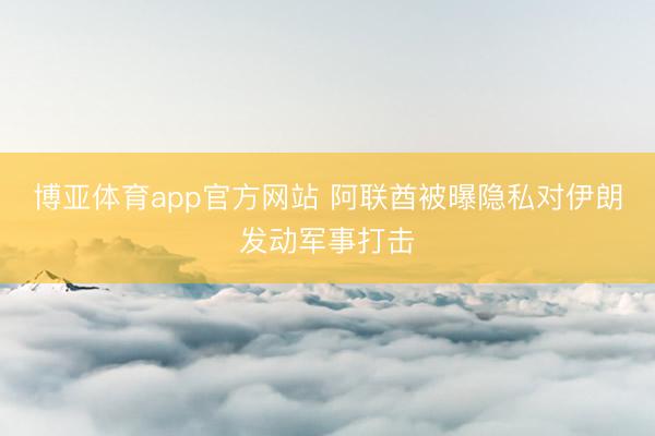 博亚体育app官方网站 阿联酋被曝隐私对伊朗发动军事打击
