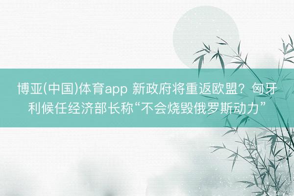 博亚(中国)体育app 新政府将重返欧盟？匈牙利候任经济部长称“不会烧毁俄罗斯动力”