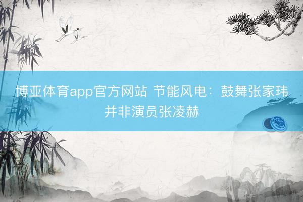博亚体育app官方网站 节能风电：鼓舞张家玮并非演员张凌赫