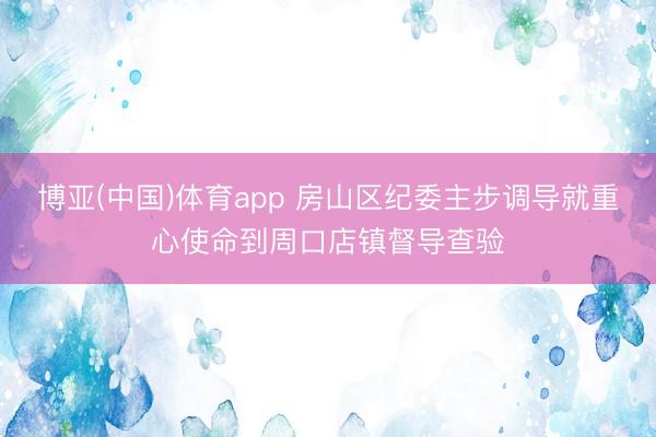 博亚(中国)体育app 房山区纪委主步调导就重心使命到周口店镇督导查验