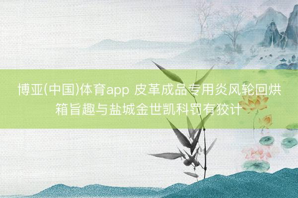 博亚(中国)体育app 皮革成品专用炎风轮回烘箱旨趣与盐城金世凯科罚有狡计