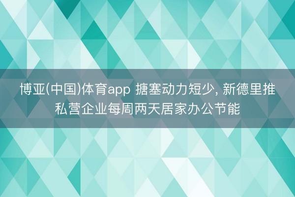 博亚(中国)体育app 搪塞动力短少， 新德里推私营企业每周两天居家办公节能