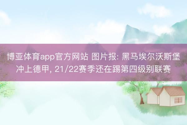 博亚体育app官方网站 图片报: 黑马埃尔沃斯堡冲上德甲, 21/22赛季还在踢第四级别联赛