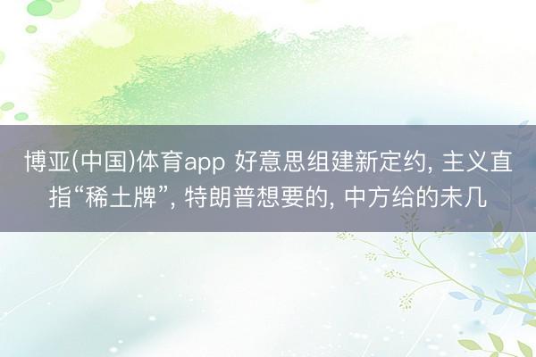 博亚(中国)体育app 好意思组建新定约， 主义直指“稀土牌”， 特朗普想要的， 中方给的未几