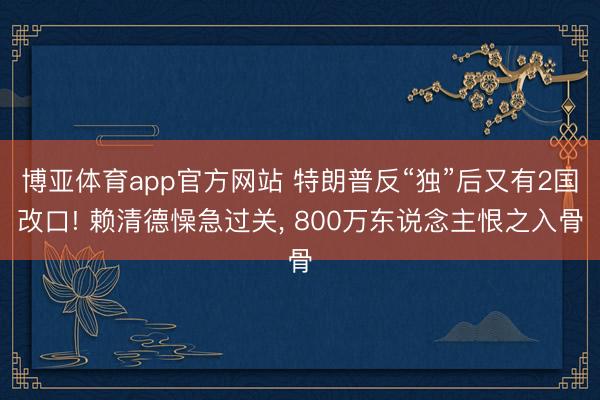 博亚体育app官方网站 特朗普反“独”后又有2国改口! 赖清德懆急过关， 800万东说念主恨之入骨