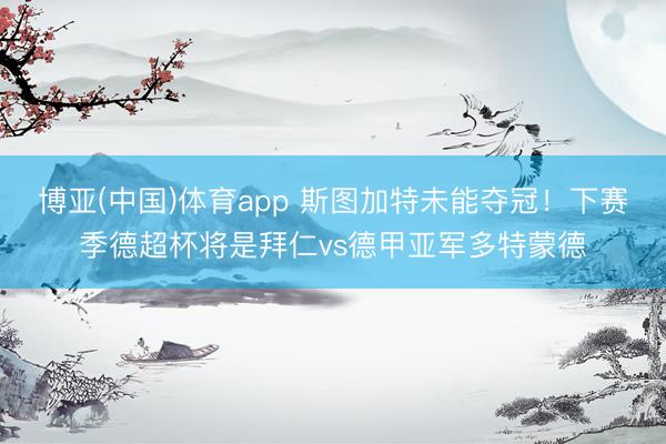 博亚(中国)体育app 斯图加特未能夺冠！下赛季德超杯将是拜仁vs德甲亚军多特蒙德