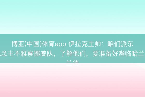 博亚(中国)体育app 伊拉克主帅：咱们派东说念主不雅察挪威队，了解他们，要准备好濒临哈兰德