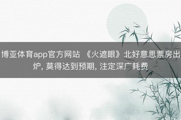 博亚体育app官方网站 《火遮眼》北好意思票房出炉, 莫得达到预期, 注定深广耗费