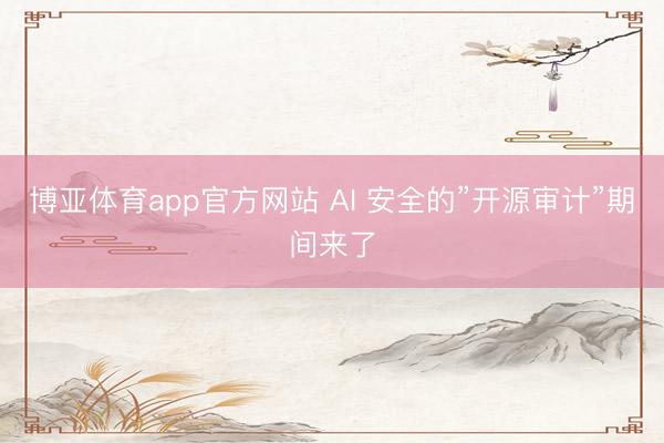 博亚体育app官方网站 AI 安全的”开源审计”期间来了